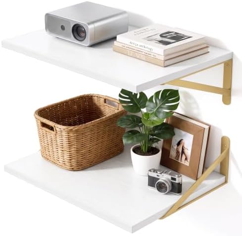 Fixwal 2pcs 11.8 in Deep Floating Shelves for Wall (White, 15.7" L)