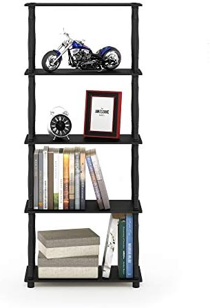 Furinno Turn-N-Tube 5-Tier Multipurpose Shelf / Display Rack / Storage Shelf / Bookshelf, Classic Tubes, Americano/Black