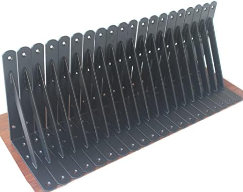 32 Pack L8 x H 6" Black Heavy Duty Shelf Brackets with Screws Metal Shelf Brackets Shelf Support Angle Brackets for Shel