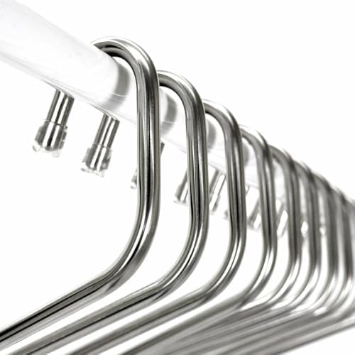 OLG 8mm Stainless Pants Hanger with V Hook and Reverse S, Non-Slip for Men Women -Heavy-Duty Trouser and Jeans Closet Organizer, Ganchos para Pantalones (10, Gray)