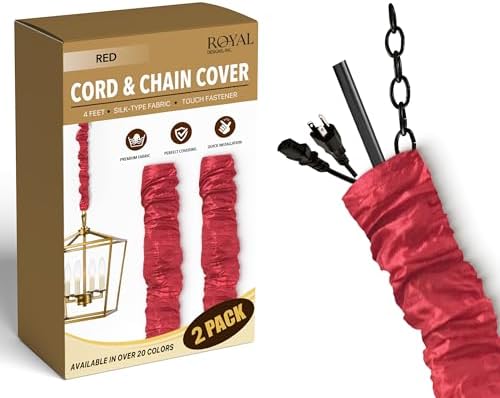 Royal Designs, Inc. Cord & Chain Cover 4 ft Silk Type Fabric, Chandelier Pendant Lighting Chain & Cable Management, Touc