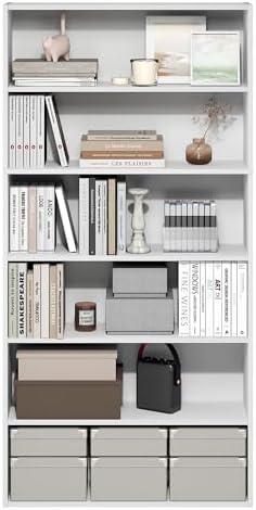 Furinno PASIR Book Shelf, 6-Tier Bookshelf with Open Storage Shelf, Standing Bookcase, 9.4 x 31.5 x 63, Easy Assembly, f
