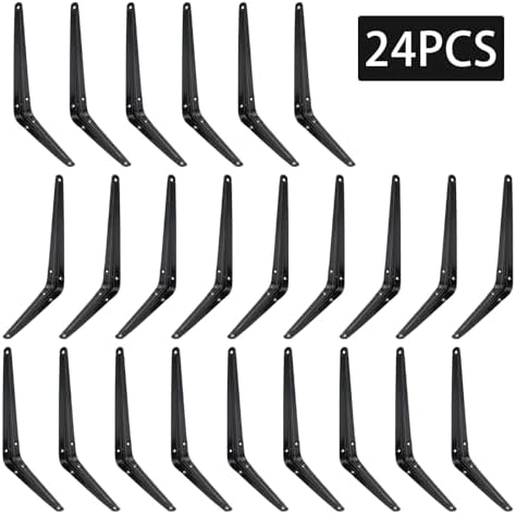 24Pcs 10 x 8 Inch Black Shelf Brackets, L Brackets