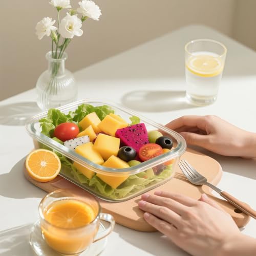 BAYZZ 5 Pack 35 Oz Glass Food Storage Containers with Lids, Green