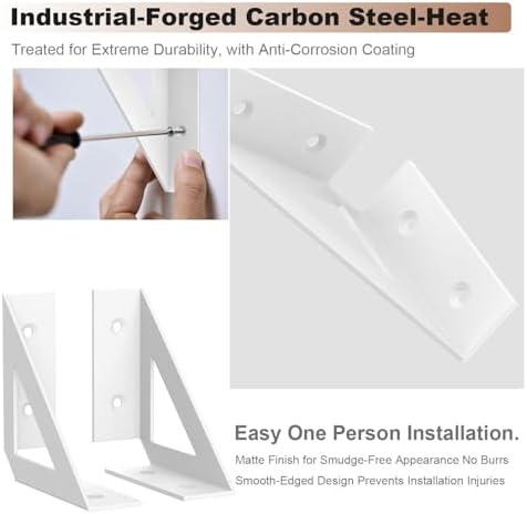 SOGAL White Shelf Brackets 4 Inch Small Floating Shelf Bracket 4 Pack