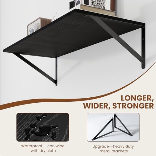 Heimlove 28W x 12D Deep Floating Shelves Set of 2 Black