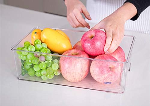 SANNO Vegetable Refrigerator Organizer Food Bins with lids Large Stackable Fridge Clear Organizers Kitchen Cabinet Organ