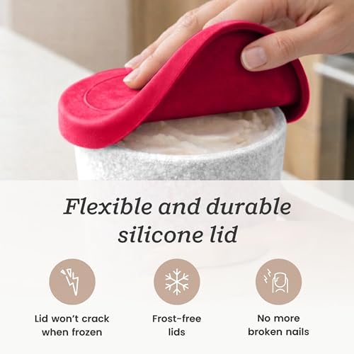 StarPack Freeze The Day Homemade Ice Cream Containers (2-Pack, 1 Quart) - Airtight Silicone Lids, BPA-Free Reusable Polypropylene Freezer Containers with Dry Erase Pen and Labels, Red and White