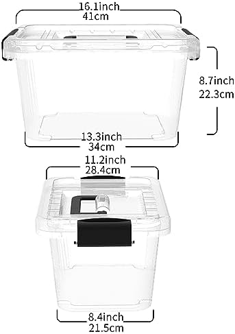 Cetomo 18Lx12 Pack Storage Boxes, Storage Box with Lids and Handle for Home Dorm Office Organization, Stackable Nesting 