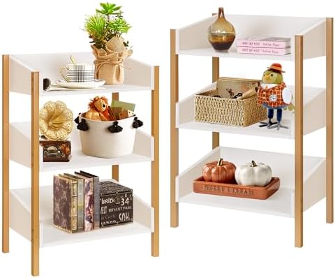 VECELO Bookshelf,Small Bookcase,3-Tier Storage Organizer,Industrial Shelving Unit for Living Room,Classroom,Office,Dormi