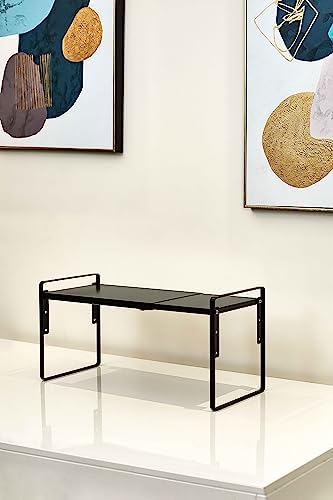 Nxconsu Cabinet Shelf Riser, Adjustable Cabinet Organizer, 12" Deep Black