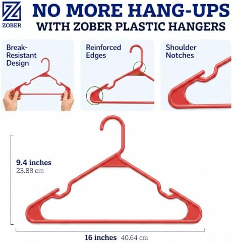 Zober Burgundy Plastic Hangers 50 Pack, Clothes Hangers Plastic