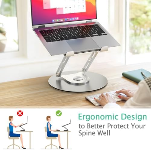 Laptop Stand for Desk Adjustable Computer Stand with 360 Rotating Base Ergonomic Laptop Riser Mount for Desk Foldable Pr