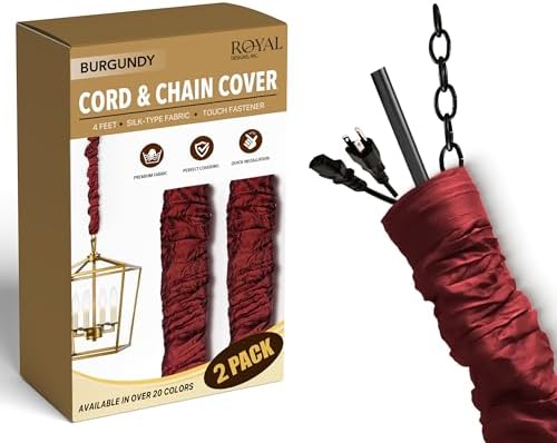 Royal Designs, Inc. Cord & Chain Cover 4 ft Silk Type Fabric, Chandelier Pendant Lighting Chain & Cable Management, Touc