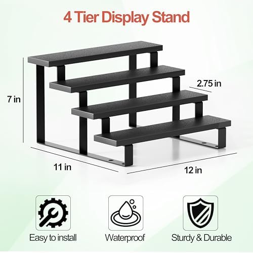 Boulphia Cologne Organizer for Men, 12 Inch Wood Cologne Stand 4 Tier Perfume Organizer for Dresser, Versatile Step Disp