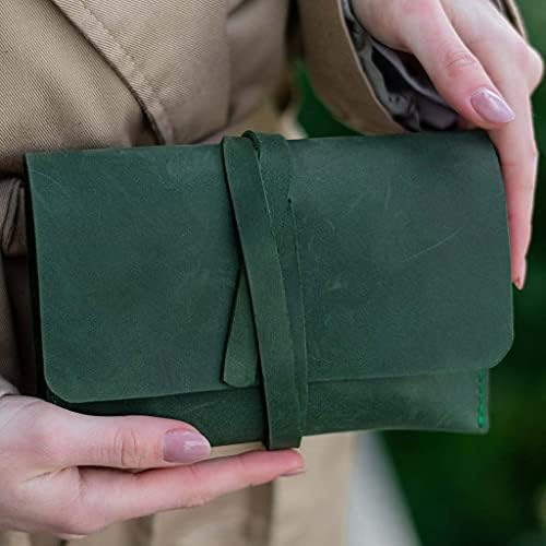 INCARNE Weekend Cable Organizer - Travel Cord Desk Case - TV Kit Cord Bag for Cable Storage - Small Leather Cord Organiz