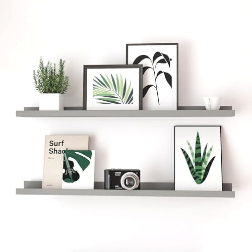 Grey Floating Shelves for Wall Decor, 36 in Shelf with Lip Set of 2