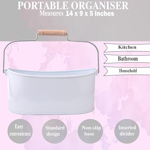 Alpha Living Home Galvanized Utensil Caddy White 4 Section Cutlery Holder
