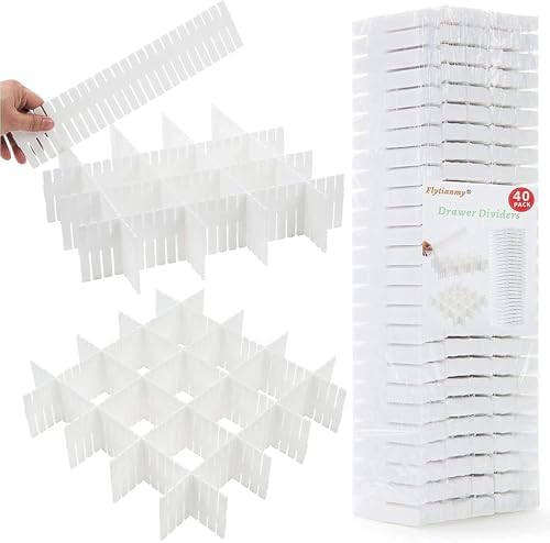 40Pcs Drawer Dividers, Adjustable Drawer Organizer for Socks, Underwear, Makeup, Can Help Tidy Kitchen, Bedroom, Dresser