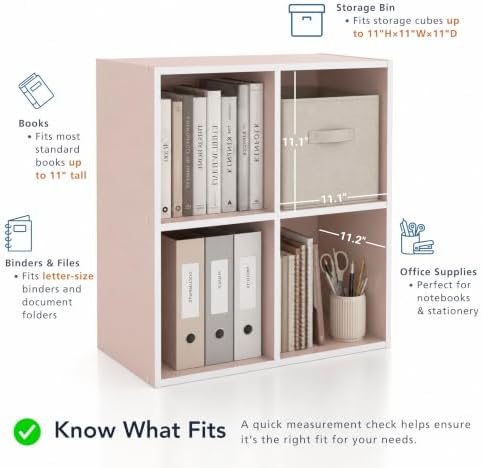 Homes: Inside + Out Apexa 6-Cube Storage Organizer Shelves, Stackable Wood Bookcase Fits Cubby Bins for Organization, Do