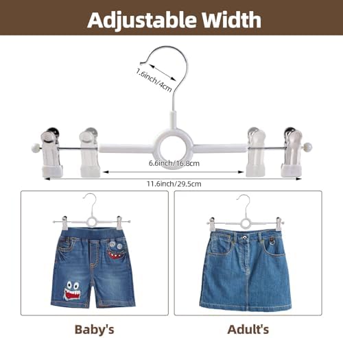 Pants Hangers with Clips,20 Pack 12Inch Adjustable Heavy Duty Metal Hangers,Space Saving Skirt Hangers for Women,Non-Slip Shorts Jeans Trousers Clothes Hangers