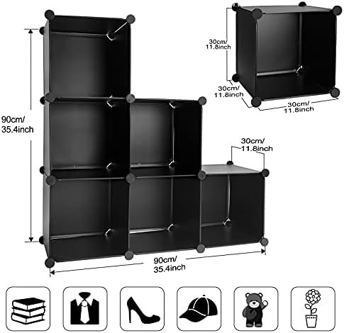 Cube Storage Organizer, 6-Cube DIY Plastic Closet Cabinet Modular Bookcase, Storage Shelves for Bedroom Living Room, Off
