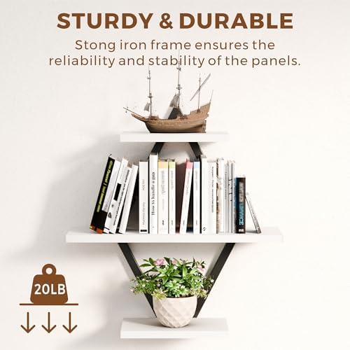 Floating Wall Shelves, Set of 2, White