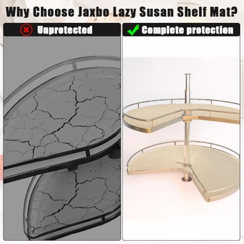 2 PCS 26" Lazy Susan Shelf Liner, Jaxbo Silicone Lazy Susan Liner for Dual Tier Pie Cut Organizer,Non-Slip Thermal Prote