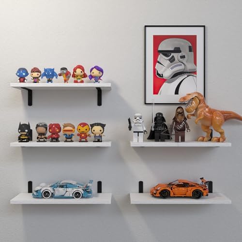 DOLLFIO Floating Wall Shelves, Decor & Storage, White, 16.5'', 5Pcs