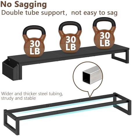 LAND·VOI Dual Monitor Stand Riser,41.5'' Long Monitor Stand for 2 Monitors, Wood and Steel Computer Monitor Stand, Deskt