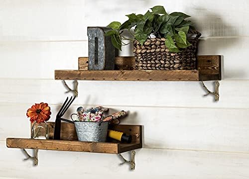 NACH Rustic Branch Gold Shelf Brackets 6 inch, Decorative Shelf Brackets for Wood Shelves, Shelving Brackets, Wall Shelf