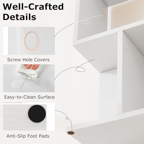 GIANTEX 3-Tier S-Shaped Bookshelf, Modern Geometric Bookcase, Freestanding Display Shelf for Small Space, Versatile Side