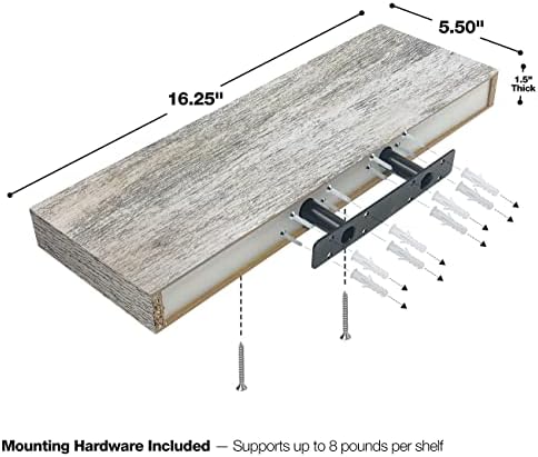 Sorbus 16 Inch Wood Floating Shelves for Wall (3 Pack, Rustic)