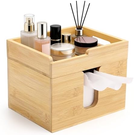 Disposable Facial Towel Holder with 120 XL Towels, Bamboo Organizer