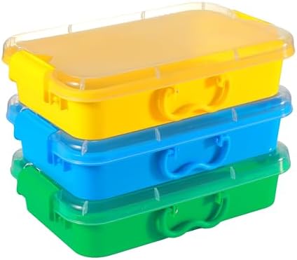 Sensory Bin with Lid for Toddlers 3 Pack 12.8 in, Stackable toy bins
