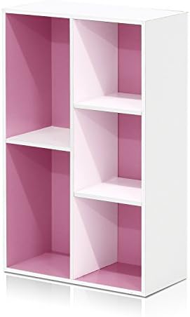 Furinno LUDER Book Shelf, 5-Cube Bookshelf, Reversible Bookcase, 9.4 x 19.5 x 31.5, Easy Assembly, for Living Room, Bedr