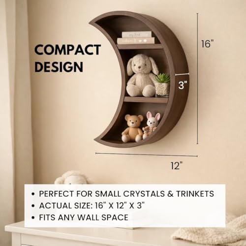 LABEND HOME Moon Shaped Shelf for Crystals - Crescent Moon Shelf Wall Mounted - Half Moon Shelf for Crystal Display, Sto