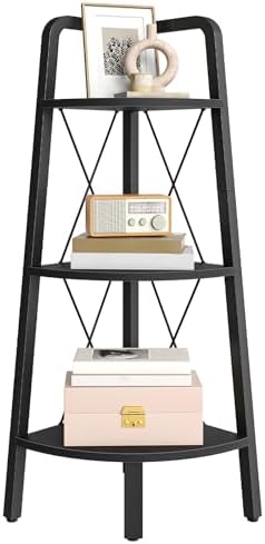 HOOBRO Corner Shelf, 3-Tier Corner Shelf Stand, 40" Tall Ladder Bookshelf, Industrial Corner Display Shelf Plant Stand f