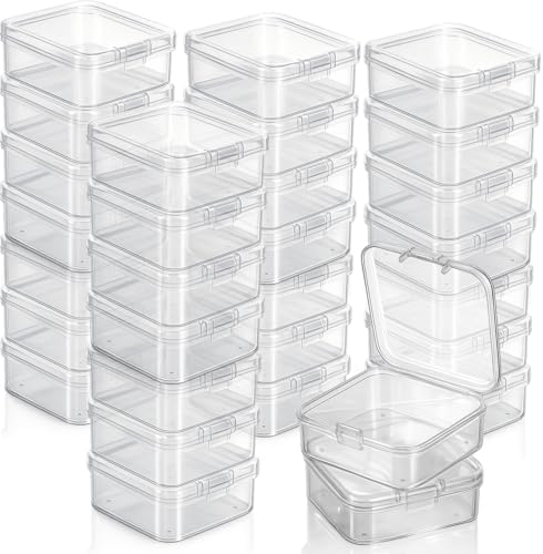 Jetec 30 Pieces Small Clear Plastic Storage Box, 2.1 x 2.1 x 0.8 Inch