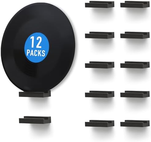 Vinyl Record Shelf Wall Mount,Small Record Holder,Black,12Pcs