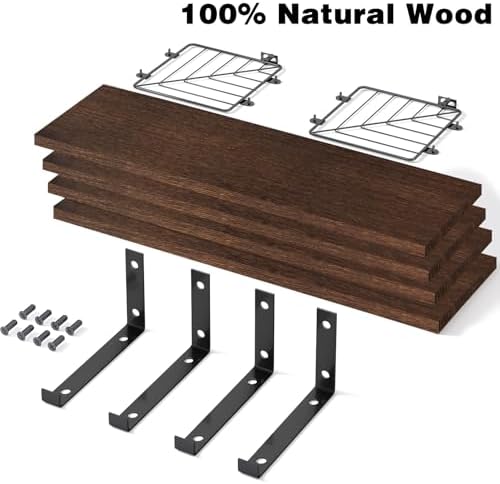 Fixwal 3+1 Tier Bathroom Floating Shelves Over Toilet, Dark Brown