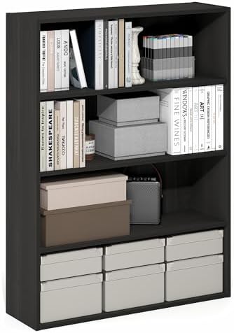 Furinno PASIR Book Shelf, 4-Tier Bookshelf with Open Storage Shelf, Standing Bookcase, 9.3 x 31.3 x 41.8, Easy Assembly,