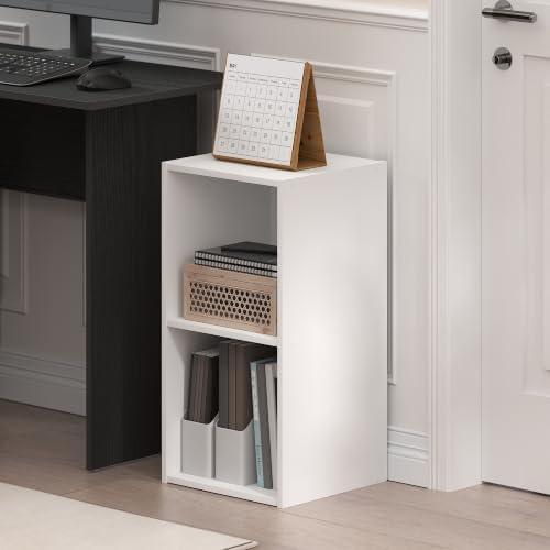 Furinno LUDER Book Shelf, 2-Cube Bookshelf, Bookcase, White