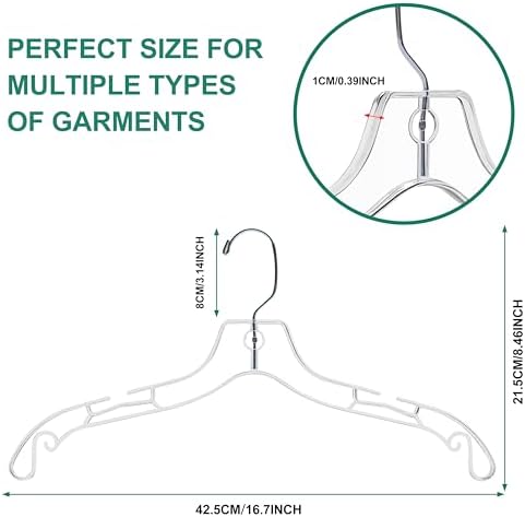 Quality Clear Hangers 12 Pack - Crystal Hangers for Clothes - Durable Plastic Hanger Set - Invisible Dress for Suits - Heavy Duty - Nonslip Coat and Shirt