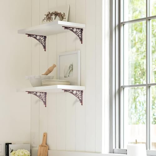 Khtumeware Shelf Bracket 12 Inch, Decorative Brackets for Shelving, Heavy Duty Vintage Ornate Shelf Bracket, Hardware In