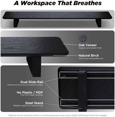 ULTRARM Moodular Wooden Monitor Stand Desk Organizer, Large 45.6" Black