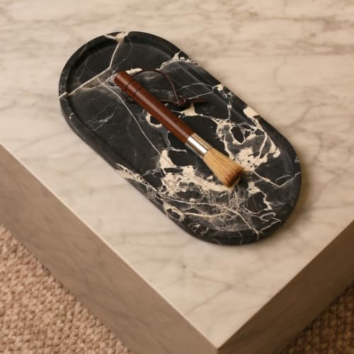 Natural Black Marble Bathroom Tray, 12 x 6 in, Vanity Tray
