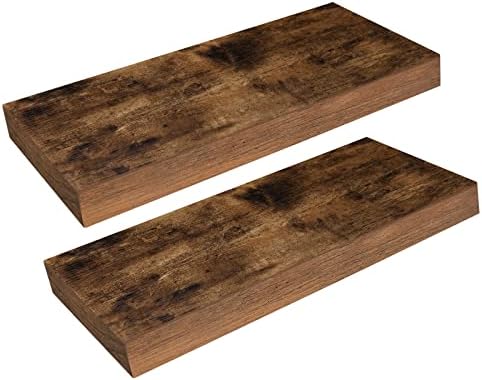 HOOBRO Floating Shelves for Wall, Wall Mounted Shelf Set of 2, 15.7" Hanging Shelf with Invisible Brackets, for Wall Dec