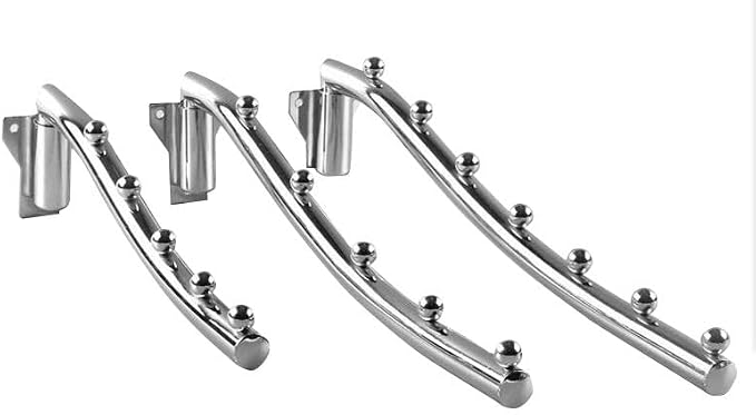 Folding Wall Mounted Clothes Hanger Rack, Swing Arm Holder Stainless Steel Garment Hooks, Space Saver Clothing Hanging System Closet Storage Organizer for Laundry Room Bedrooms, Clothing Drying Rack