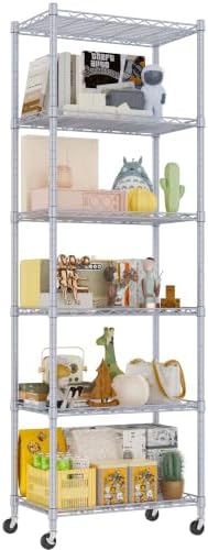 REGILLER 6 Wire Shelving Steel Storage Rack Adjustable Unit Shelves for Laundry Bathroom Kitchen Pantry Closet(Silver,11